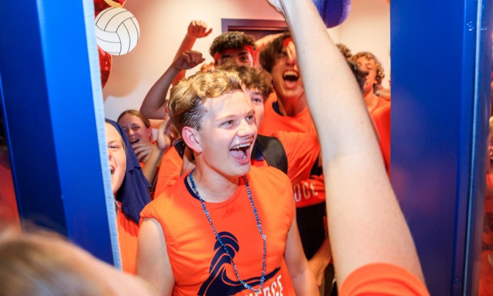 Pacifica students celebrating at a sporting event