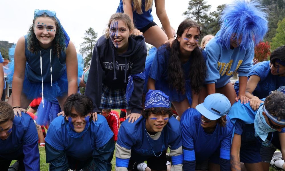 Pacifica students making a human pyramid