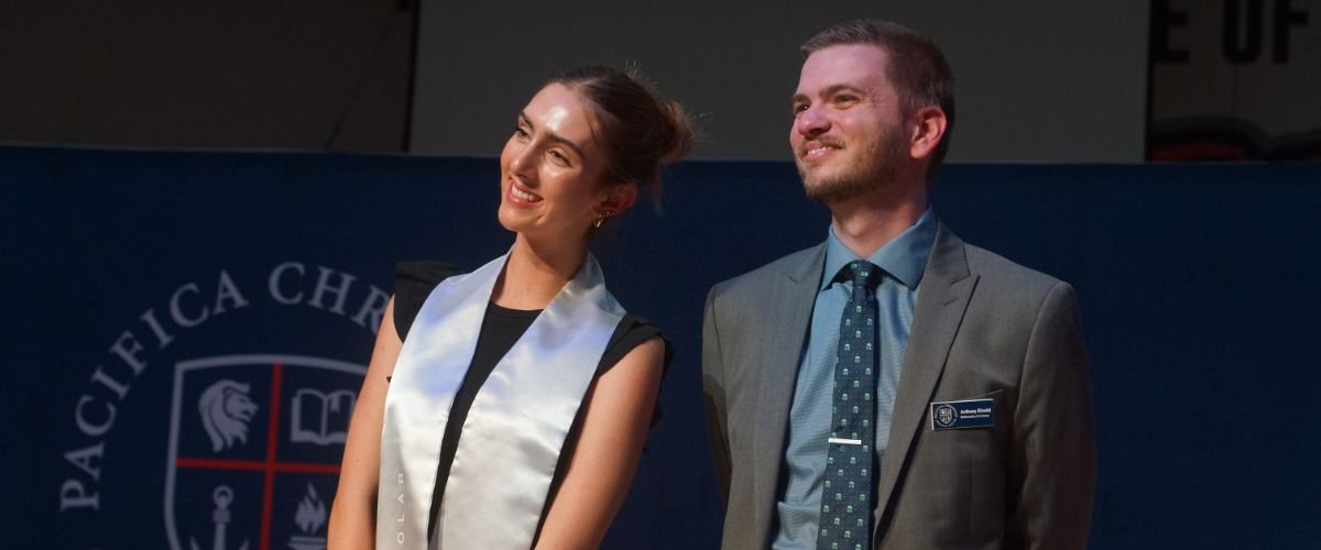 two Pacifica TCG scholars on stage