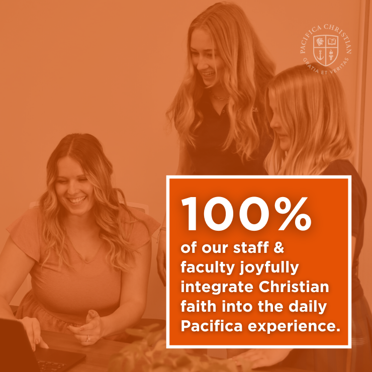 100% of our staff & faculty joyfully integrate Christian faith into the daily Pacifica experience