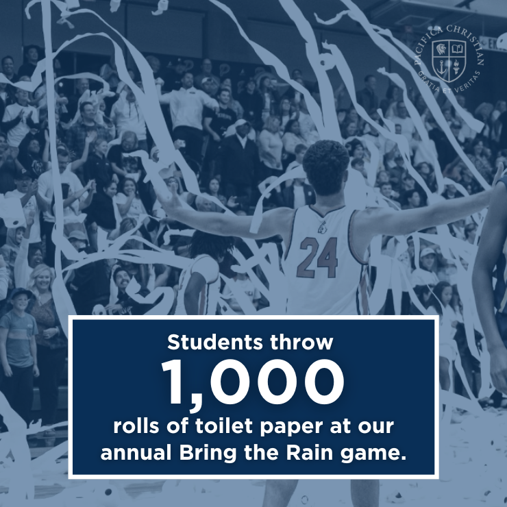 Students throw 1,000 rolls of toilet paper at our annual Bring the Rain game